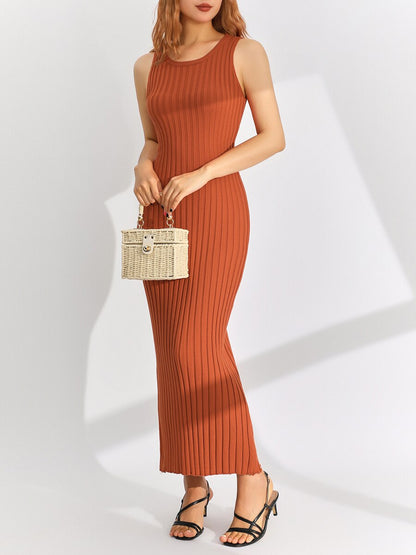 Women Y2k Pleated Ribbed Knit Long Dress Casual Sleeveless Ruched Swing  Dress Elegant Vintage Slim Fit Tank Summer Dress