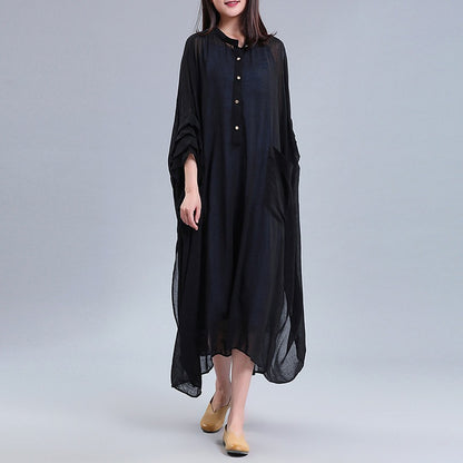 Popular Women's Chiffon Temperament Super Immortal Dress Solid Loose Size Retro Art Robe