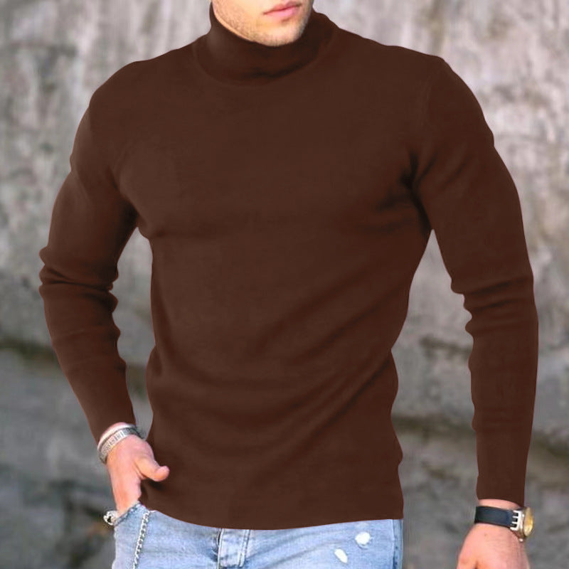 Spring Autumn And Winter Base Knitted Shirt Male