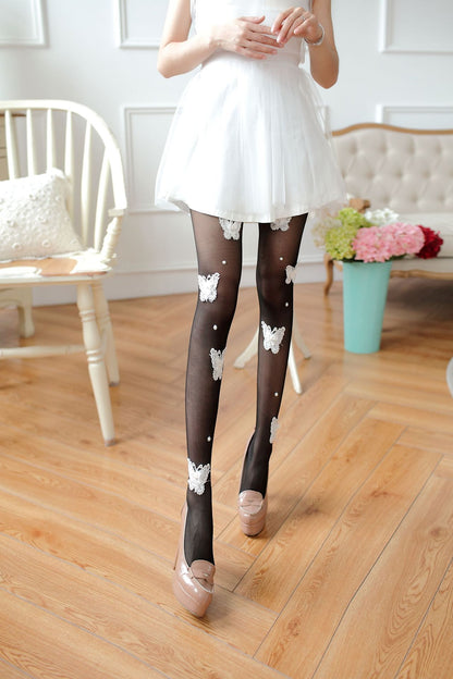 Women's Sweet Embroidery Butterfly Lace Pantyhose