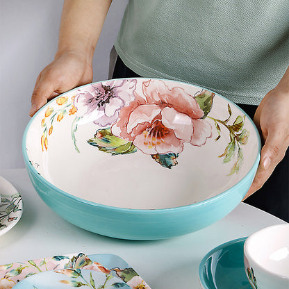 French Underglaze Ceramic Dinner Plate Dim Sum Tray