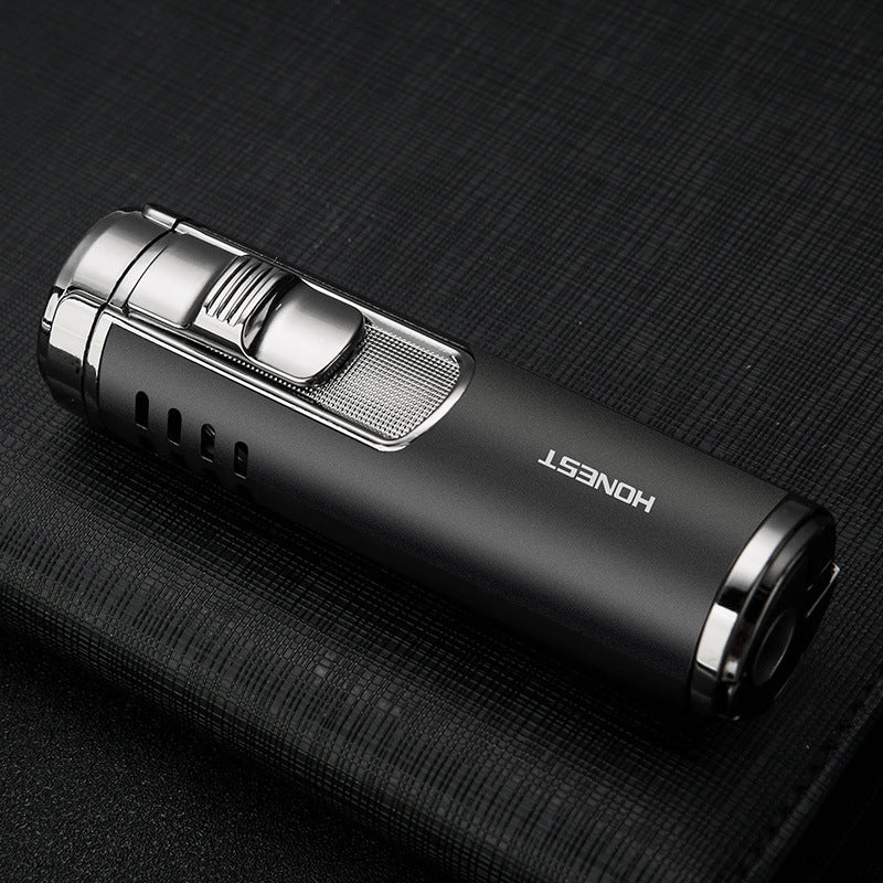 Cylindrical Metal Inflatable Four-straight Cigar Lighter