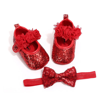 Glitter Rosette Mary Janes