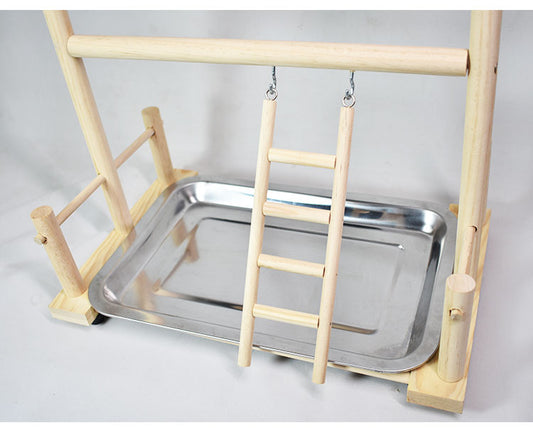Solid Wood Toy Swing Climbing Ladder Shelf Peony Xuan Double-layer Stainless Steel Food Box