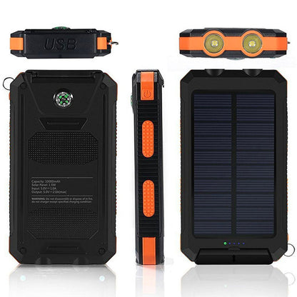 Strong Waterproof Solar Power Bank 20000mah Compass