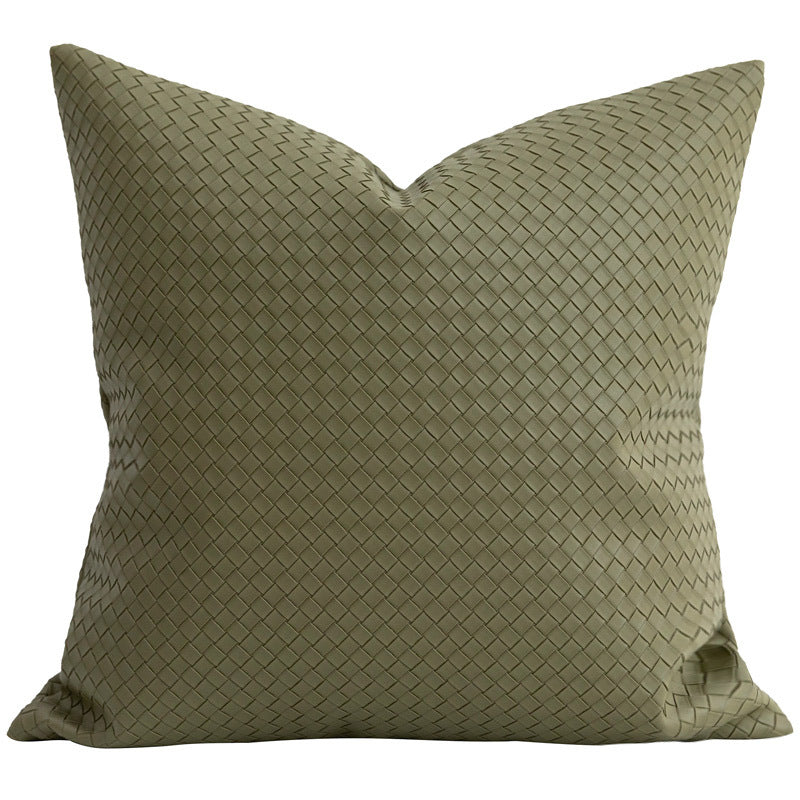 Woven Textured PU Leather Throw Pillow Cover