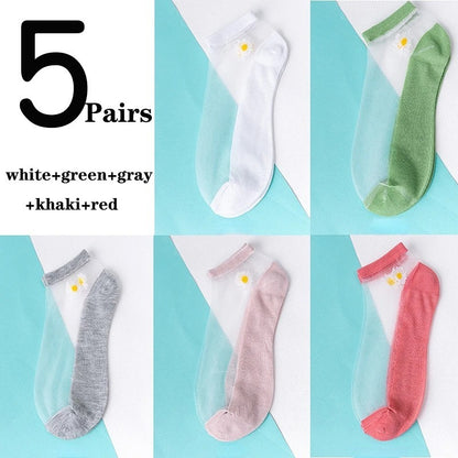 Women's Low-cut Liners Transparent Spun Glass Thin Socks