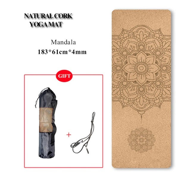 Portable Cork Yoga Non-Slip Exercise Mat Composite Environmentally Friendly TPE