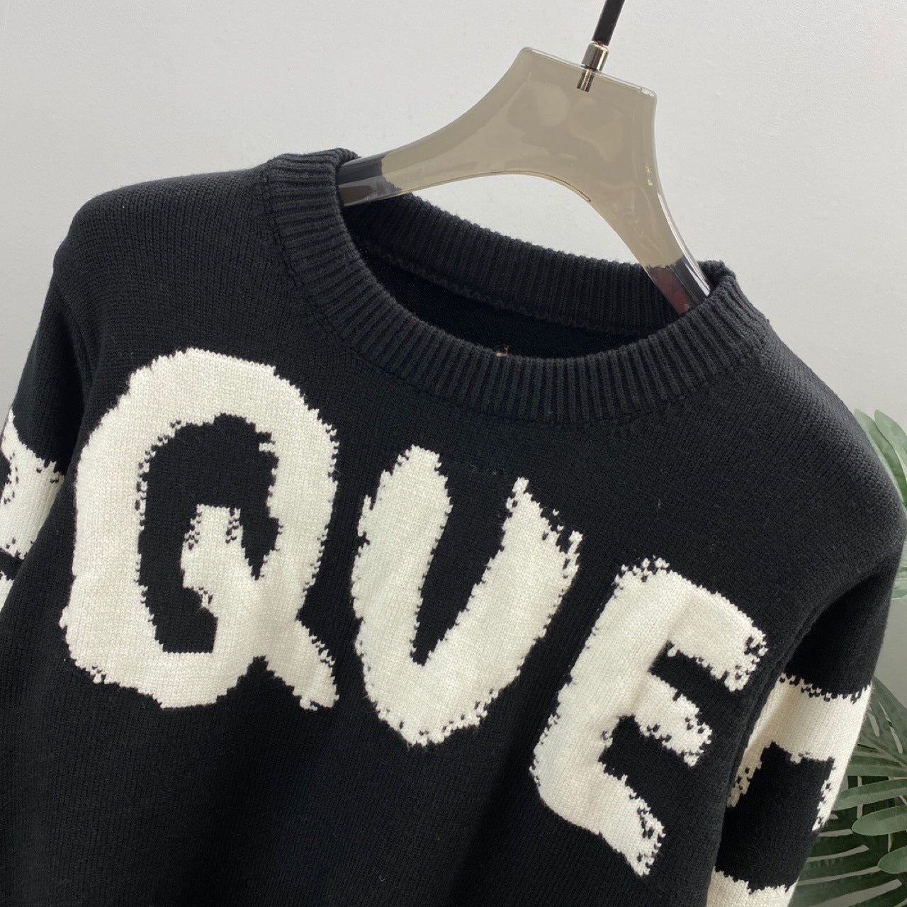 Long Sleeve Wool Sweater Letter Print Tops Knitwear