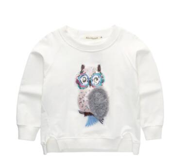 Dreamdoll 2021 new spring clothes baby long-sleeved t-shirt cartoon three-dimensional owl sequins Animal skins fashion design brand