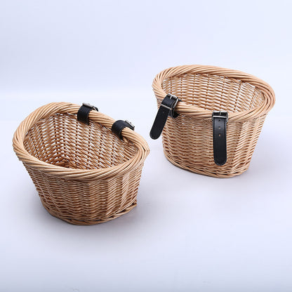 Wicker Basket Rattan Bicycle Basket Oval Children's Basket Wicker Basket