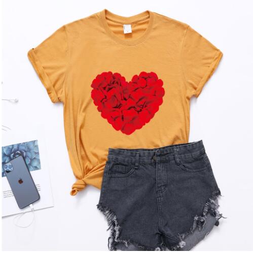 Valentine's Day Romantic Couple Love Rose Short Sleeve