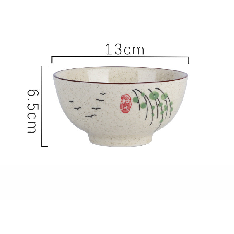 Household Underglaze Hand Painted Ceramic Rice Bowl