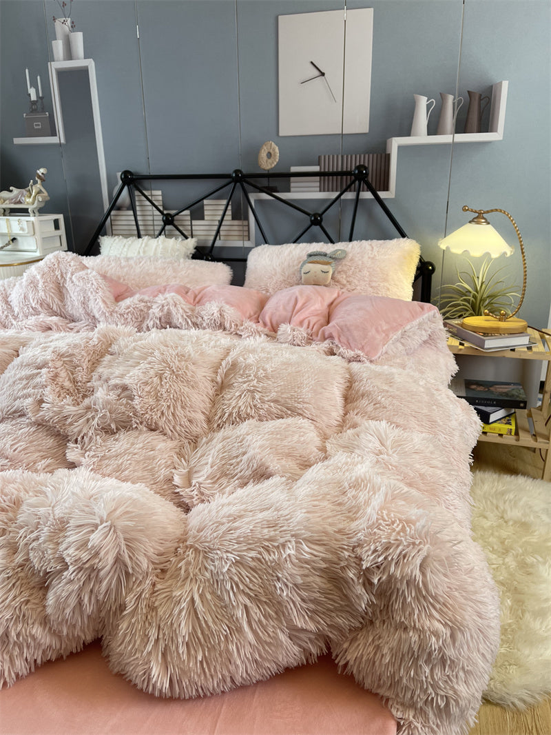 Winter Thickened Mink Velvet Bed Four Piece Set