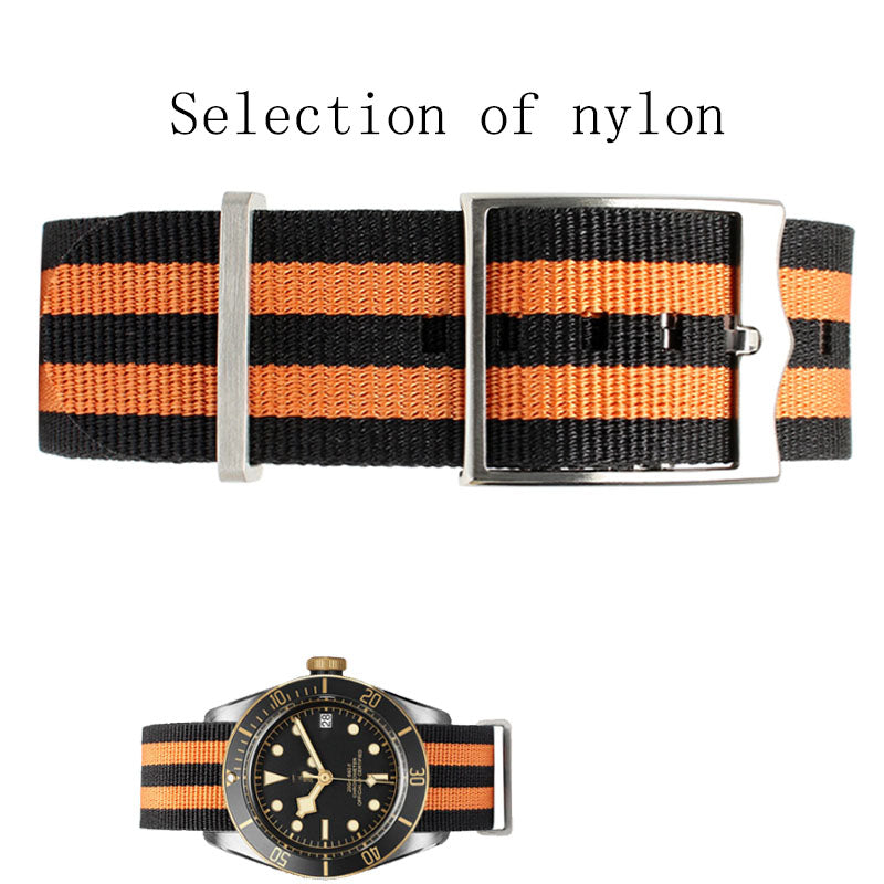 Nylon Strap Inspired by Biwan Little Red Flower Little Black Shield Bronze Series 22mm Men