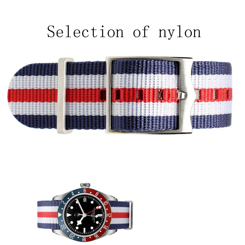 Nylon Strap Inspired by Biwan Little Red Flower Little Black Shield Bronze Series 22mm Men