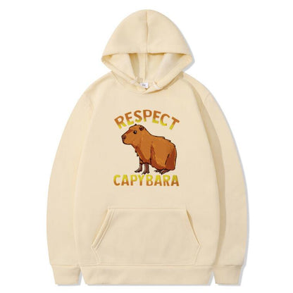 Respect Capybara Custom Hoodie Printed European And American Plus Velvet