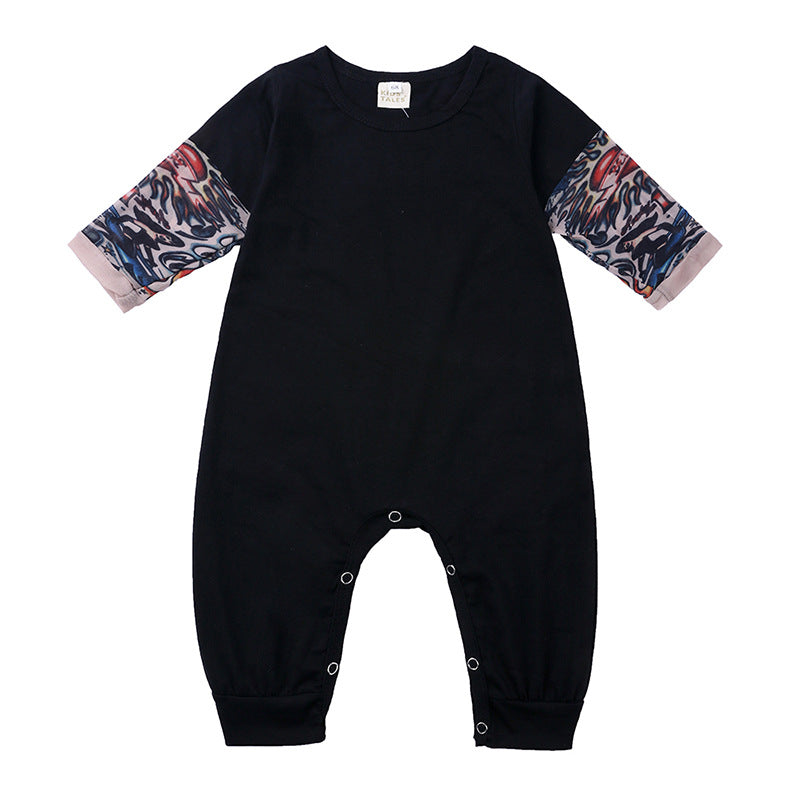 Kids Long Sleeve Tattoo One-piece Romper Baby Flower Arm Romper Clothes