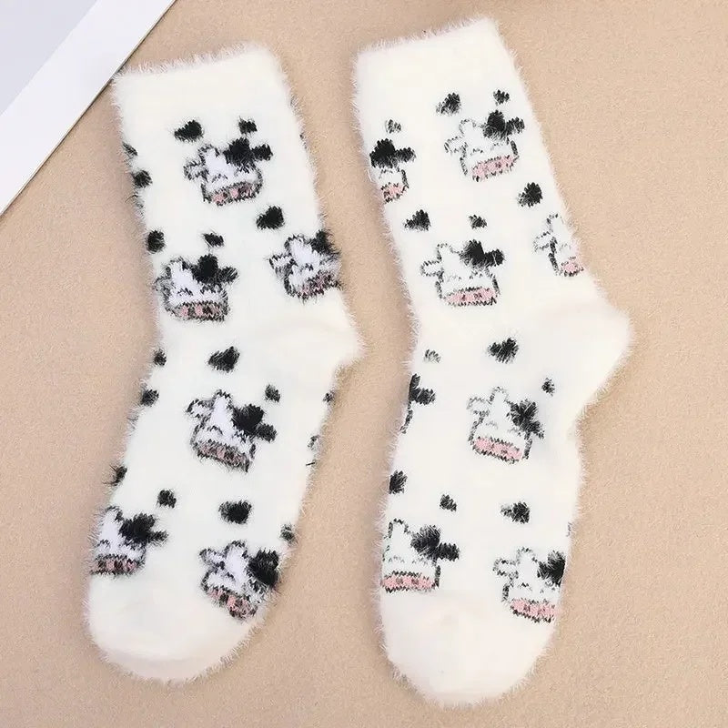 Women's Cow Spot Warm Floor Socks