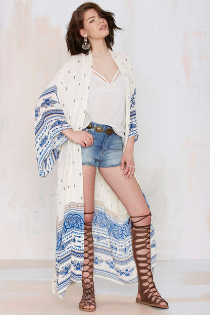 Printed beach bikini cardigan