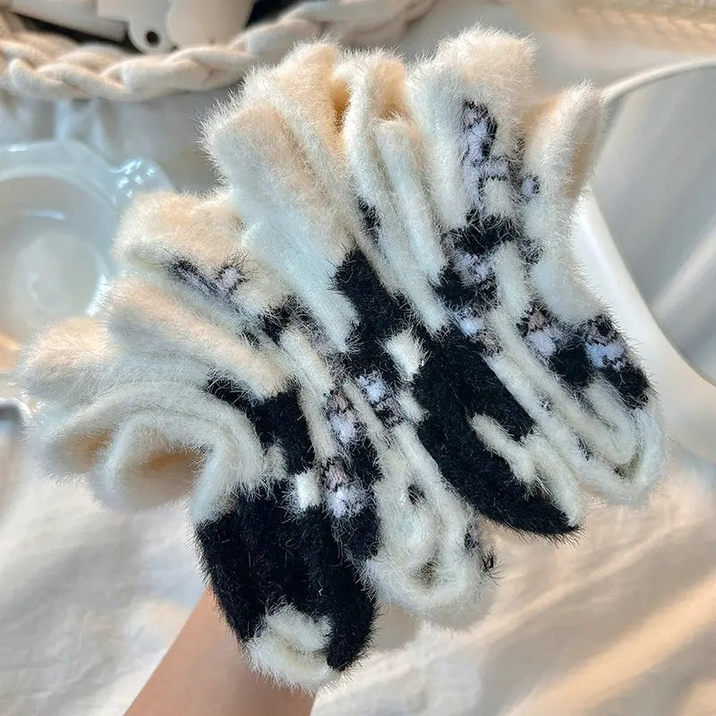 Women's Cow Spot Warm Floor Socks