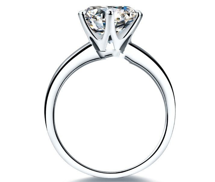 925 Silver Gold-plated Six-claw Ring With Moissanite Female T Carbon Diamond