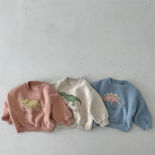 New Children's Cute Dinosaur Fleece Soft Pullover Sweater