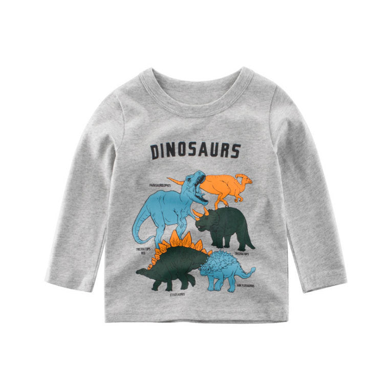 Long Sleeved Cotton Dinosaur Boy Base Shirt