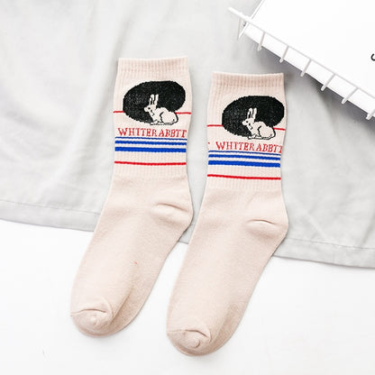 Socks Trendy Tube White Rabbit High-top Cotton Socks