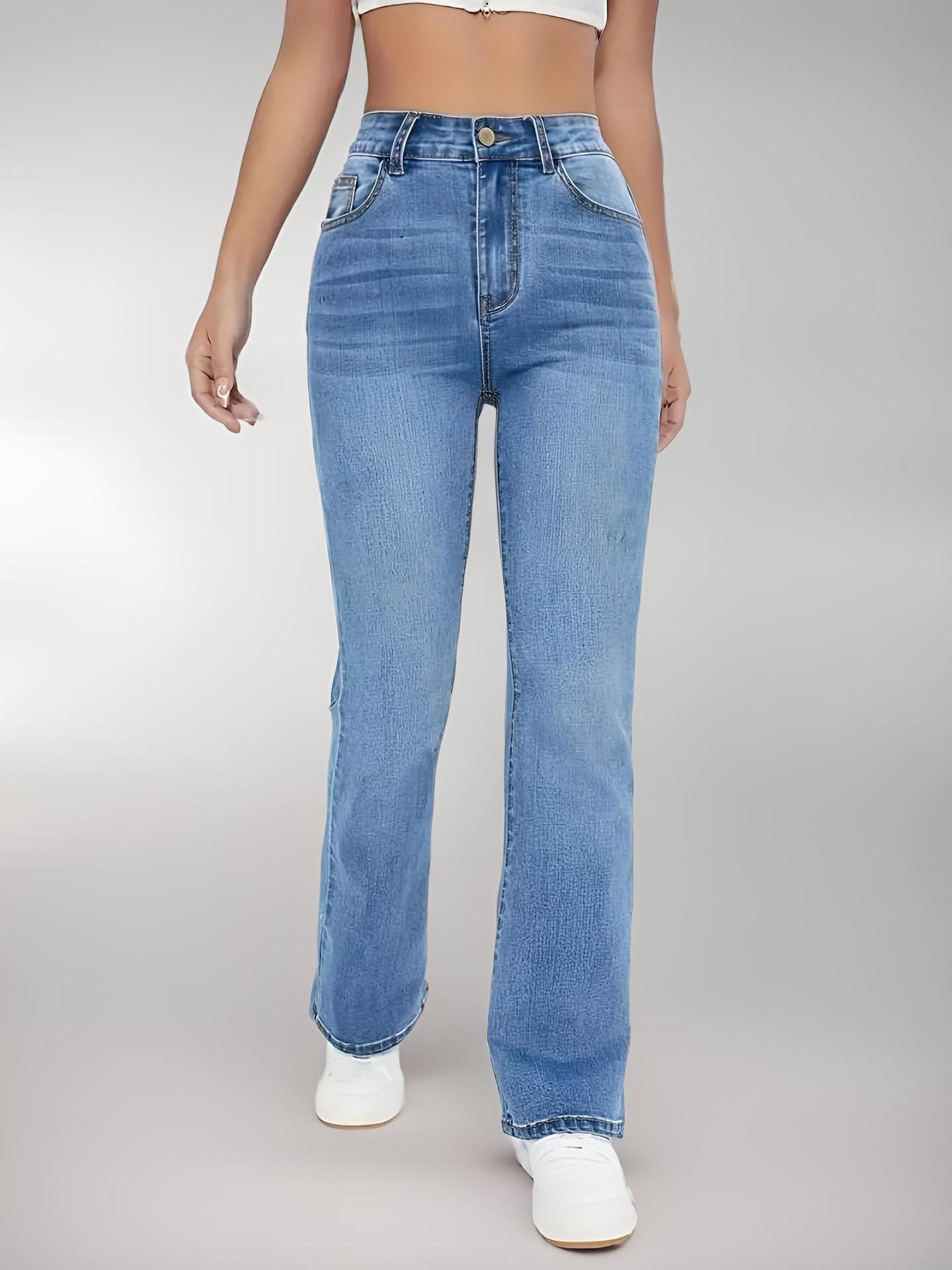 Women's High Waist Straight Slim Fit All-match Stretch Jeans