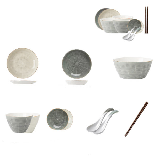 Dishes Set Nordic Phnom Penh Light Luxury Ceramic Tableware Household Modern Simple Tableware Chopsticks Big Soup Bowl Combination