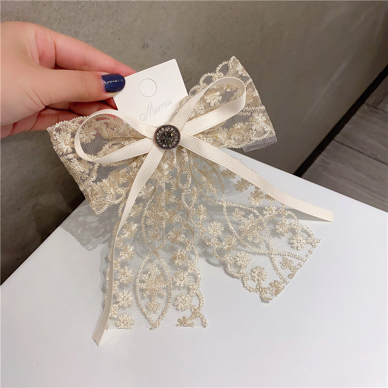 White Lace Hairpin Big Bow Tiara