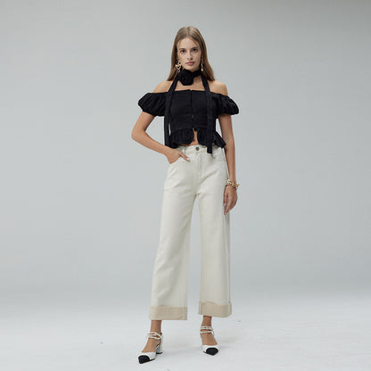 Women's Fashion Cropped Wide-leg Pants