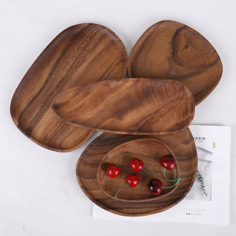 Walnut Snack Plate Plate Sushi Plate Irregular Tea Plate Fruit Plate Rectangular Tray Wooden Tea Sea