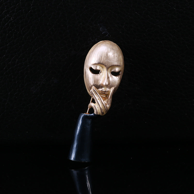 Face Mask Thinker Enamel Oil Drip Brooch