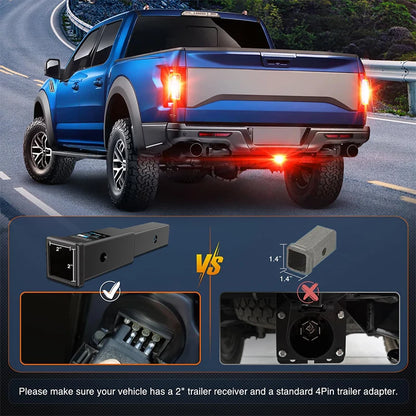 1pc 15LED Car Red Brake Light DRL Trailer Truck Hitch Cover Fit 2" Towing Hauling Rear Tail Strobe Light Waterproof Taillight