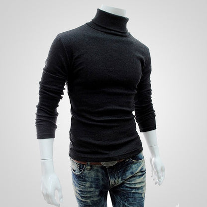 New Style Men's Solid Color t-Shirt Men's High Collar Long Sleeve Autumn And Winter Bottoming Sweater Korean Pullover