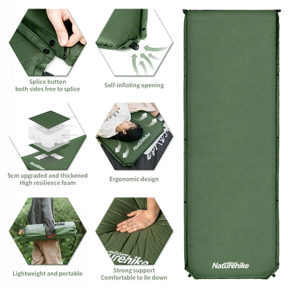 Naturehike Self-inflating Mattress D03 Inflatable Mattress 5CM Air Mattress Tourist Foam Sleeping Mat Camping Mat Tent Mattress