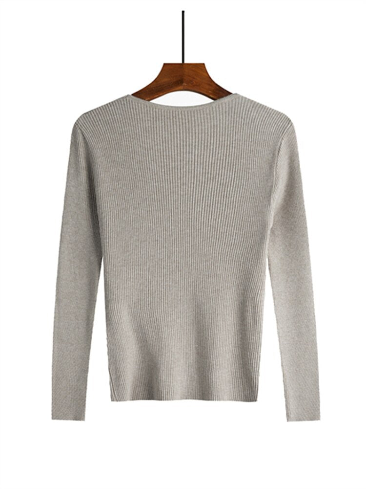 Knitted Sweater Female Short Section Inside The New Sense Of Design In Autumn And Winter Pullover Gentle Top Coat