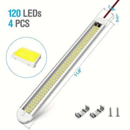 4pcs 12V 24V LED Interior Light Bar 120LED Led Strip Trunk Lamp For Enclosed Cargo Trailer Car RV Van Truck Lorry Camper Caravan