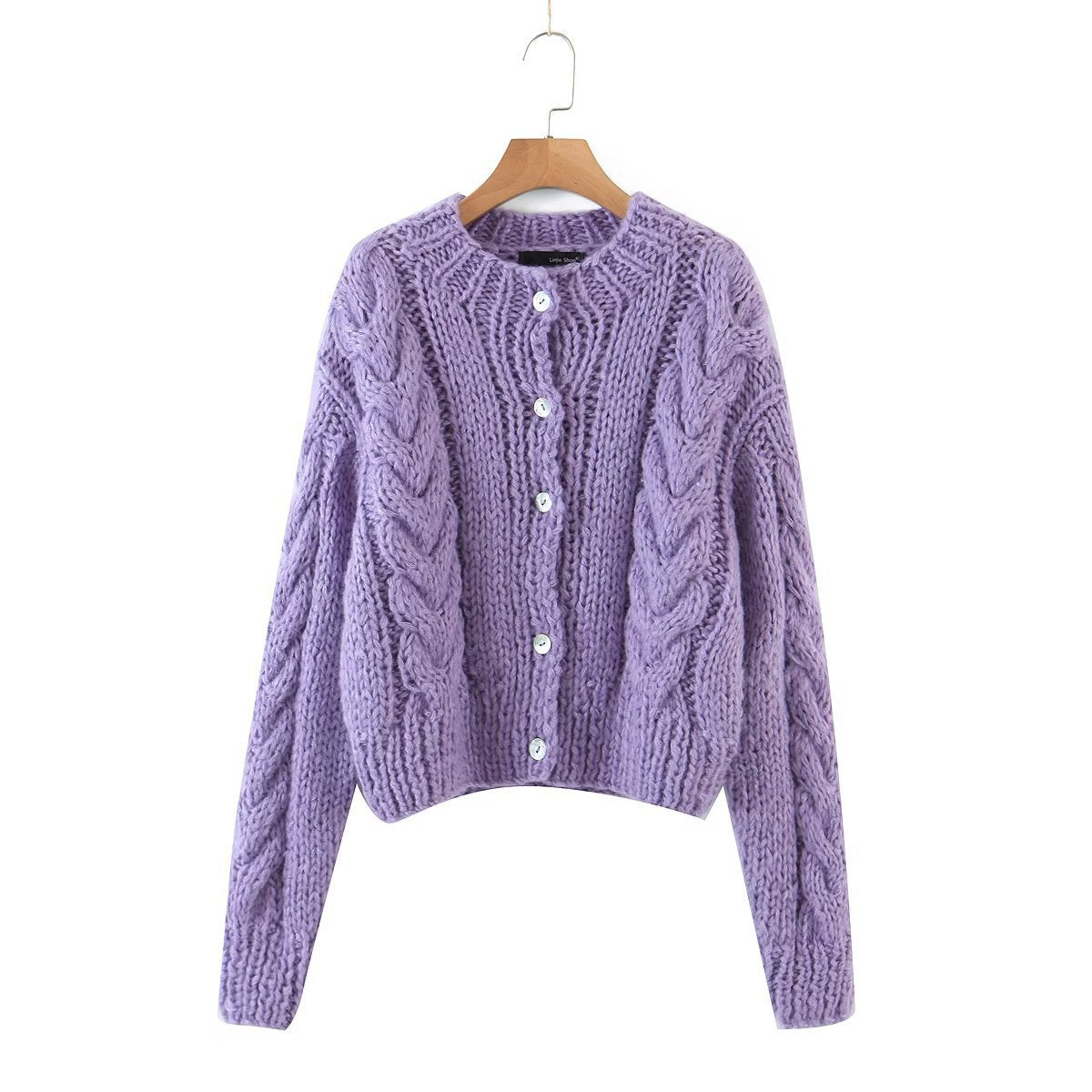 Autumn New Women's Fashion Casual Solid Hand Knitted Cardigan Sweater