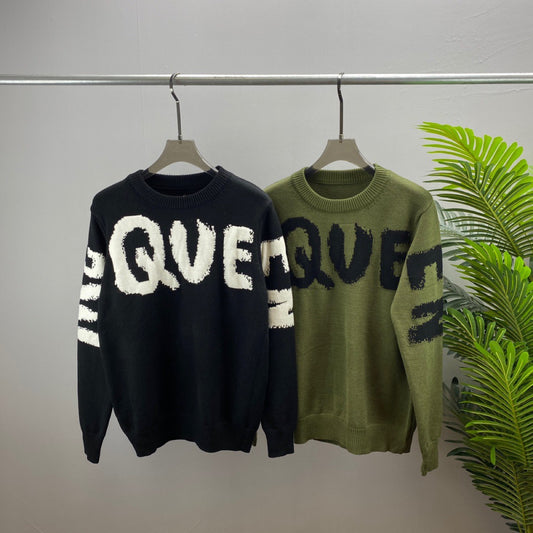 Long Sleeve Wool Sweater Letter Print Tops Knitwear