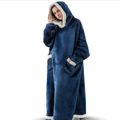 Super Long Flannel Blanket with Sleeves Winter Hoodies Sweatshirt Women Men Pullover Fleece Giant TV Blanket