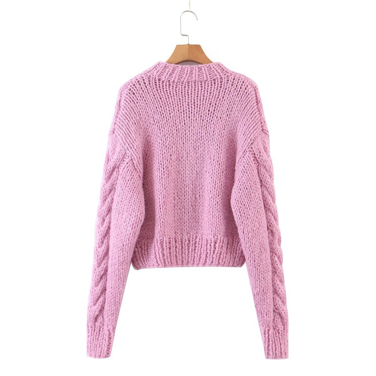 Autumn New Women's Fashion Casual Solid Hand Knitted Cardigan Sweater