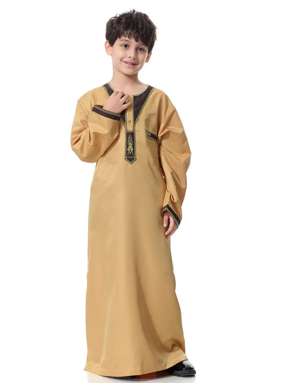 Eid Muslim Kids Abaya Jubba Thobe Dress Kimono Boy Thobe Thawb Caftan for Children Ramadan Long Robes Dress Dubai Arab 2025