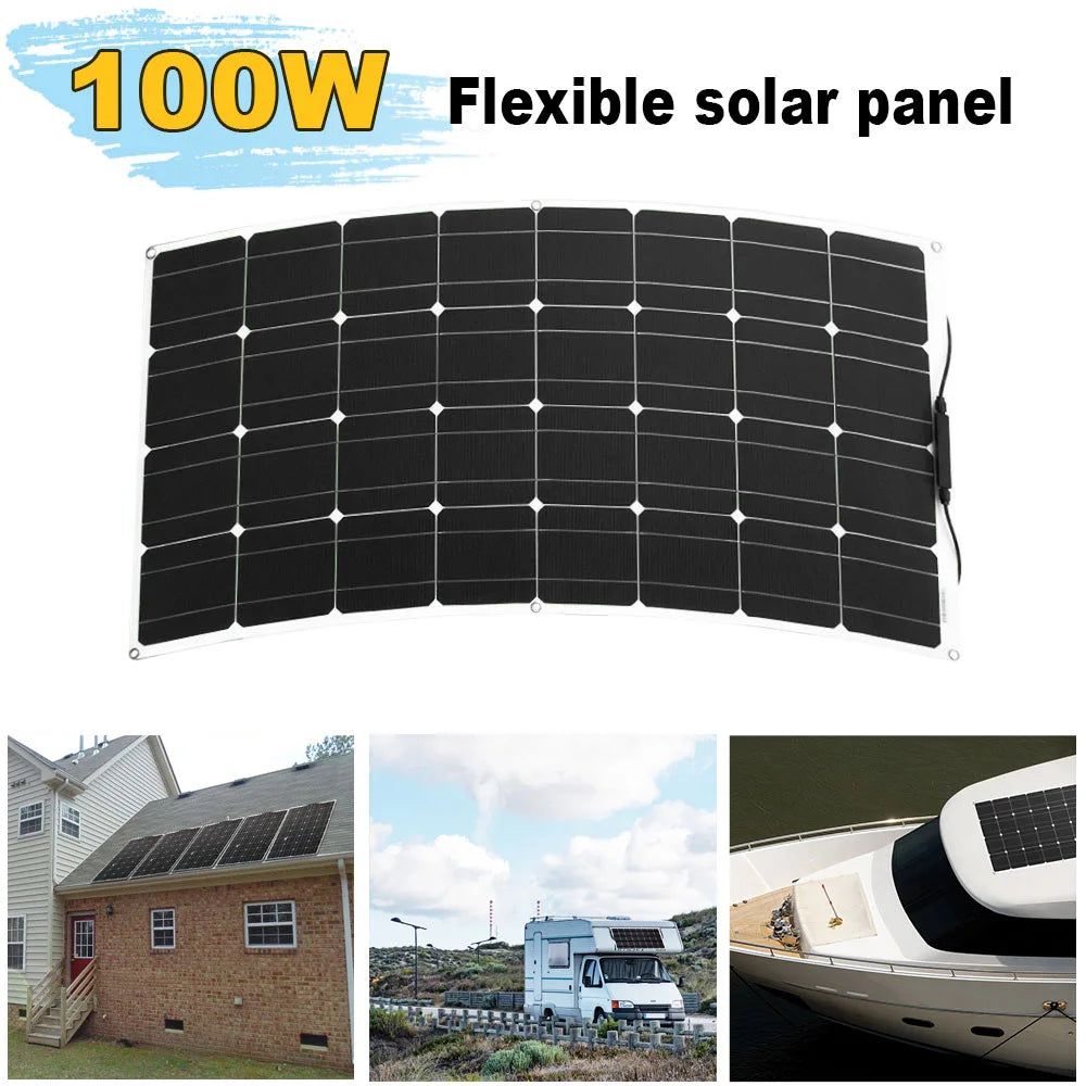 DGSUNLIGHT 100w 200w 12v portable Solar Panel Flexible 18V 800W plate CELLS Monocrystalline silicon