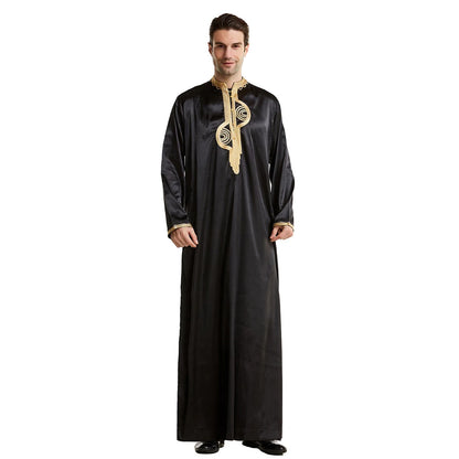 Men Dishdasha Muslim Long Sleeve Dress Daffah Thobe Jubba Saudi Arab Thoub Kaftan Islamic Clothing Robes Abaya Dubai Middle East