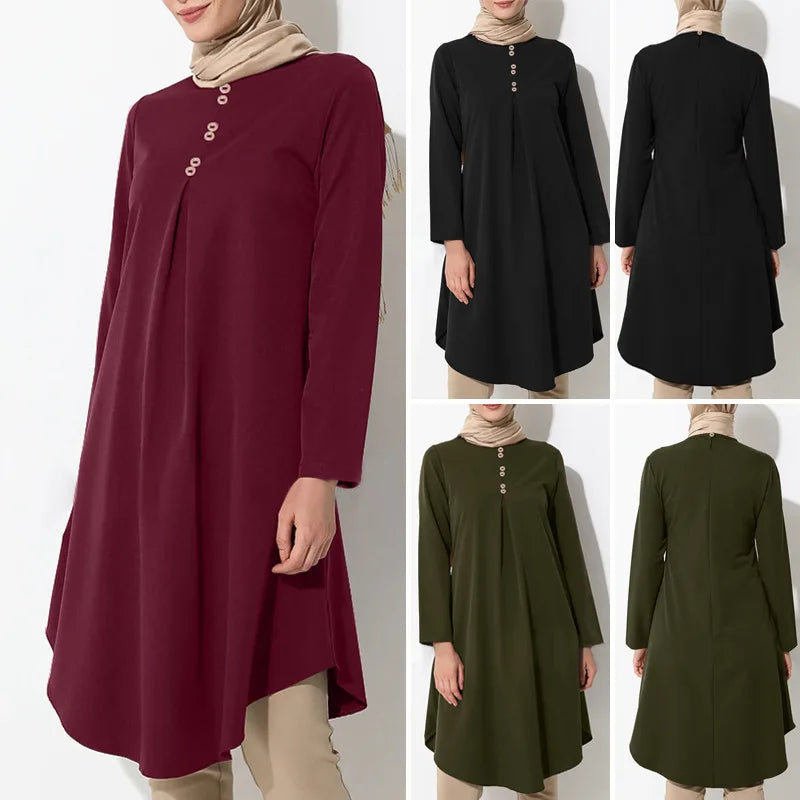 Broadcloth Girl's Blouse Long Sleeve Casual Women Top Islamism Blouses for Muslim Women Muslim Fashion Women Muslim Dubai