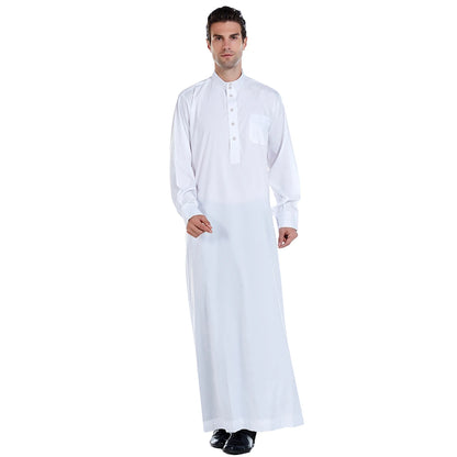 Mens Robe Long Sleeve Saudi Abaya Arabic Thobe Jubba Thoub Dubai Daffah Kaftan Middle East Islam Thawb Jubba Muslim Dress Caftan