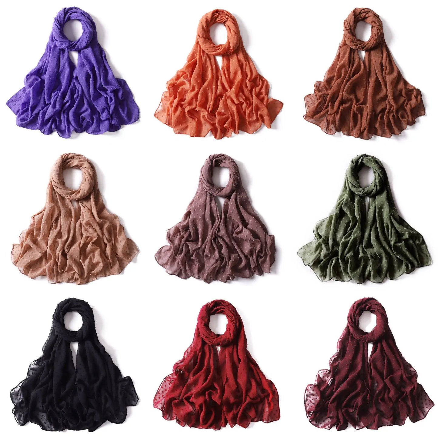 Fashion Scarf Solid Muslim Women's Hijab Scarves Chiffon Hair Ball Turban Ladies Hijabs For Head Female Long Wraps Headscarf